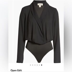 Open Edit V Cut Black Bodysuit Blouse Thong Brand New W/O Tags